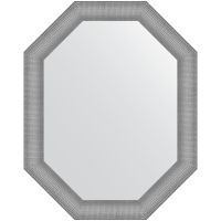 Зеркало Evoform Polygon 96х76 в багетной раме - Серебряная кольчуга 88 мм арт-BY 7292 — фото 1, Зеркала в ванную комнату
