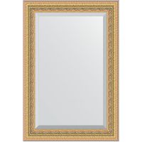 Зеркало Evoform Exclusive 95х65 с фацетом в багетной раме - Сусальное золото 80 мм арт-BY 1274 — фото 1, Зеркала в ванную комнату