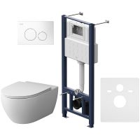 Комплект унитаза с инсталляцией AM.PM Awe FlashClean с сиденьем Микролифт и Белой клавишей смыва арт-IS49001.111700 — фото 1, Комплекты унитаз + инсталляция