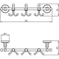 Вешалка для полотенец Migliore Mirella Бронза арт-24913 — фото 2, Крючки для полотенец