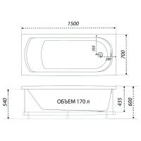 Акриловая ванна Triton 1ACReal Дюна 150х70 без гидромассажа арт-Щ0000046111 — фото 7, Акриловые ванны
