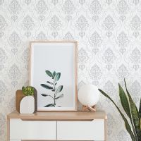 Обои Solo Vizantia Винил на флизелине (1,06*10) Белый/Серый, Дамаск арт-E603301 — фото 4, Обои для стен