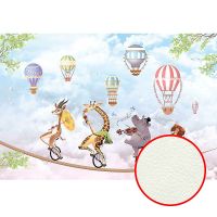 Фреска детская Ortograf Для самых маленьких 33696 Фактура флок FLK Флизелин (4*2,7) Голубой/Разноцветный, Животные/Воздушные шары арт-33696 (флок FLK) — фото 1, Фрески