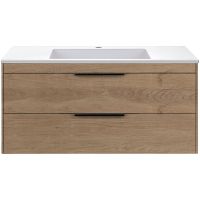 Тумба под раковину Vincea Chiara 2D 100 подвесная N.Oak арт-VMC-2C2100NO — фото 1, Тумбы под раковину