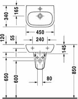 Раковина Duravit D-code 45 Белая арт-07054500002 — фото 4, Раковины подвесные