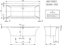 Квариловая ванна Villeroy&Boch Squaro Edge 12 170x75 без гидромассажа арт-UBQ170SQE2DV-01 — фото 5, Акриловые ванны