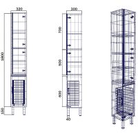 Шкаф пенал SanVit Авеню-3 К 32 с бельевой корзиной Белый глянцевый арт-pavenu3w — фото 15, Пеналы для ванной комнаты