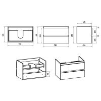 Тумба с раковиной Brevita Victory 80 подвесная Серый кашемир арт-УТ000024153 — фото 8, Тумбы с раковиной