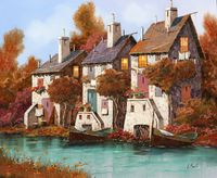 Фреска Ortograf Городской пейзаж живопись 11842 Фактура флок FLK Флизелин (3,3*2,7) Коричневый/Белый/Голубой, Город/Пейзаж/Живопись арт-11842 (флок FLK) — фото 2, Фрески