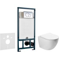 Комплект унитаза SantiLine SL-5005 с сиденьем Микролифт и инсталляцией WeltWasser WW Marberg 507 10000005949+10000005952 с клавишей смыва Хром глянцевый арт-SL-5005+10000005949+10000005952 — фото 1, Комплекты унитаз + инсталляция