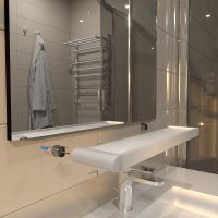 Стеклянная полка Altasan Лотос Белая матовая арт-ЛТ70БМ — фото 5, Полки для ванной и душа