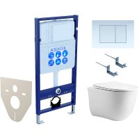 Комплект унитаза с инсталляцией Aquatek с сиденьем Микролифт и Белой клавишей смыва арт-SET AQUATEK КЛАССИК cm-009 4в1 — фото 1, Комплекты унитаз + инсталляция