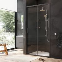 Душевая дверь AM.PM Gem Solo 110 профиль Черный матовый стекло прозрачное арт-W90G-110-1-195BT — фото 2, Раздвижные душевые двери