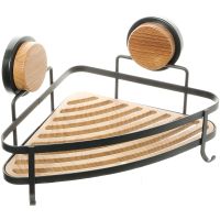 Полка корзина Fixsen Magic Wood угловая Черная матовая Дерево арт-FX-940B-1 — фото 1, Полки для ванной и душа