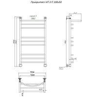Водяной полотенцесушитель Тругор Приоритет 3 П НП 100x50 с полкой Хром арт-Приоритет3/нп10050П — фото 2, Водяные полотенцесушители