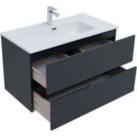 Тумба под раковину Aquanet Алвита New 90 подвесная Антрацит арт-303919 — фото 2, Тумбы под раковину