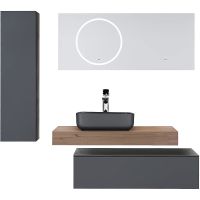 Шкаф пенал Jorno Modulare 30 подвесной Антрацит арт-Mdlr.04.110/P/A/JR — фото 3, Пеналы для ванной комнаты