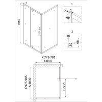 Душевой уголок Niagara Nova 100х80 профиль Хром стекло прозрачное арт-NG-63-10A-A80 — фото 5, Прямоугольные душевые уголки
