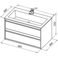 Тумба с раковиной Aquanet Lino 90 подвесная Дуб Веллингтон арт-271950 — фото 11, Тумбы с раковиной