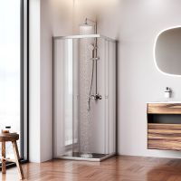 Душевой уголок AM.PM Sunny 80х80 профиль Хром матовый стекло прозрачное арт-W87G-403-8080-MT — фото 4, Квадратные душевые уголки