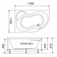 Акриловая ванна Triton Мари 170х110 R без гидромассажа арт-Щ0000046124 — фото 7, Акриловые ванны