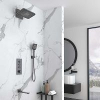 Душевая система Vincea с термостатом Вороненая сталь арт-VSFW-433TI4GM — фото 2, Встраиваемые душевые комплекты