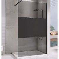 Душевая перегородка Abber Immer Offen 100 профиль Черный стекло прозрачное с тонированной полосой арт-AG69100BT — фото 1, Душевые перегородки