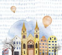 Фреска детская Ortograf Для малышей 10876 Фактура флок FLK Флизелин (3*2,7) Разноцветный, Домики арт-10876 (флок FLK) — фото 2, Фрески