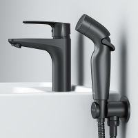 Смеситель для раковины AM.PM Gem с гигиеническим душем Черный матовый арт-F90A03022 — фото 8, Смесители для раковины