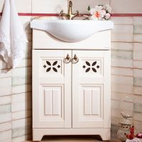 Тумба под раковину Бриклаер Кантри 61 угловая Бежевый дуб прованс арт-4627125413704 — фото 1, Тумбы под раковину