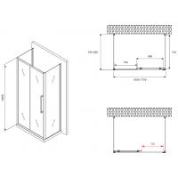 Душевой уголок Abber Schwarzer Diamant 170x80 профиль Черный стекло матовое арт-AG30170BMH-S80BM-S80BM — фото 5, Прямоугольные душевые уголки