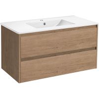 Тумба под раковину Vincea Gio 100 подвесная N.Oak арт-VMC-2G100NO — фото 1, Тумбы под раковину