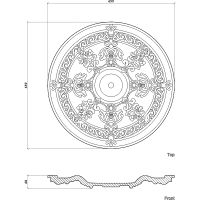 Розетка потолочная Европласт 695x68x695 мм арт-1.56.039 — фото 2, Розетки потолочные