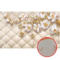 Фреска Ortograf 3D 6677 Фактура бархат золото FX-G Флизелин (4,4*2,7) Бежевый/Золото/Белый, Цветы/Абстракция арт-6677 (бархат золото FX-G) — фото 1, Фрески