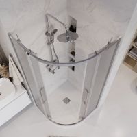 Душевой уголок Grossman Cosmo 100х100 профиль Хром стекло шиншилла арт-301.K33.02.1010.10.02 — фото 4, Душевые уголки четверть круга