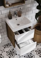 Тумба под раковину Aquaton Сканди 45 подвесная Белый Дуб рустикальный арт-1A251601SDZ90 — фото 9, Тумбы под раковину