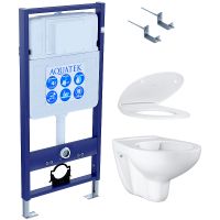 Комплект унитаза с инсталляцией Aquatek SET Aquatek Standard INS-0000012+KDI-0000002 + Grohe Bau Ceramic 39427000+39493000 с сиденьем Микролифт арт-SET Aquatek + Grohe — фото 1, Комплекты унитаз + инсталляция