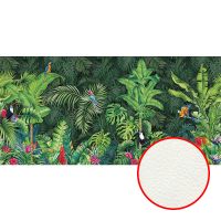 Фреска Ortograf Its Jungle 33655 Фактура флок FLK Флизелин (5,5*2,7) Зеленый/Разноцветный, Листья/Птицы арт-33655 (флок FLK) — фото 1, Фрески