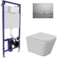 Комплект унитаза с инсталляцией Berges Novum с сиденьем Микролифт и клавишей смыва Хром матовый арт-043248 — фото 1, Комплекты унитаз + инсталляция