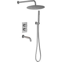 Душевая система Allen Brau Priority с термостатом Никель брашированный арт-5.31014-BN — фото 1, Встраиваемые душевые комплекты