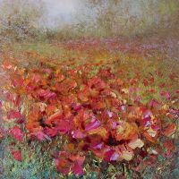 Фреска Ortograf Цветы 8074 Фактура флок FLK Флизелин (2,7*2,7) Красный/Зеленый, Цветы/Живопись арт-8074 (флок FLK) — фото 2, Фрески