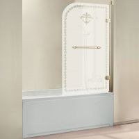 Шторка на ванну Cezares профиль Золото стекло матовое арт-RETRO-V-1-80/145-PP-G-R — фото 1, Шторки для ванной распашные