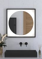 Зеркало Defesto Eclipce 70х70 с подсветкой 15W-4500К/в багетной раме/Без выключателя/Нейтральный белый свет/Черная рама арт-DF 2222 — фото 2, Зеркала в ванную комнату