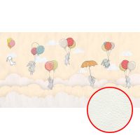 Фреска детская Ortograf Для самых маленьких 33711 Фактура флок FLK Флизелин (5*2,7) Бежевый/Разноцветный, Животные/Воздушные шары/Облака арт-33711 (флок FLK) — фото 1, Фрески