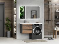 Тумба с раковиной Misty Коломбо 120 L подвесная Дуб Галифакс Антрацит арт-УТ000015589 — фото 8, Тумбы с раковиной