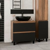 Тумба под раковину Brevita Dakota 70 Черный кварц Дуб Галифакс олово арт-DAK-07070-19/02-2Я — фото 6, Тумбы под раковину