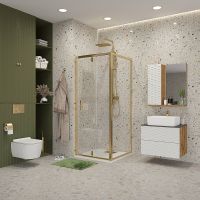 Душевой уголок Niagara Nova 90х90 профиль Холодное золото стекло прозрачное арт-NG-43-9AG-A90G — фото 1, Квадратные душевые уголки