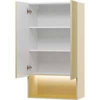 Подвесной шкаф Brevita Vega 60 над стиральной машиной Бежевый матовый Золото арт-VEG-08060-031 — фото 7, Шкафы для ванной