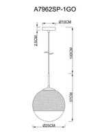Подвесной светильник Artelamp Jupiter gold Прозрачный Золото арт-A7962SP-1GO — фото 3, Подвесные светильники
