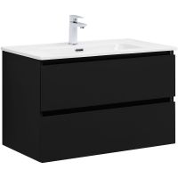 Тумба под раковину Aquanet Вега 2.0 80 подвесная Черная матовая арт-337955 — фото 3, Тумбы под раковину